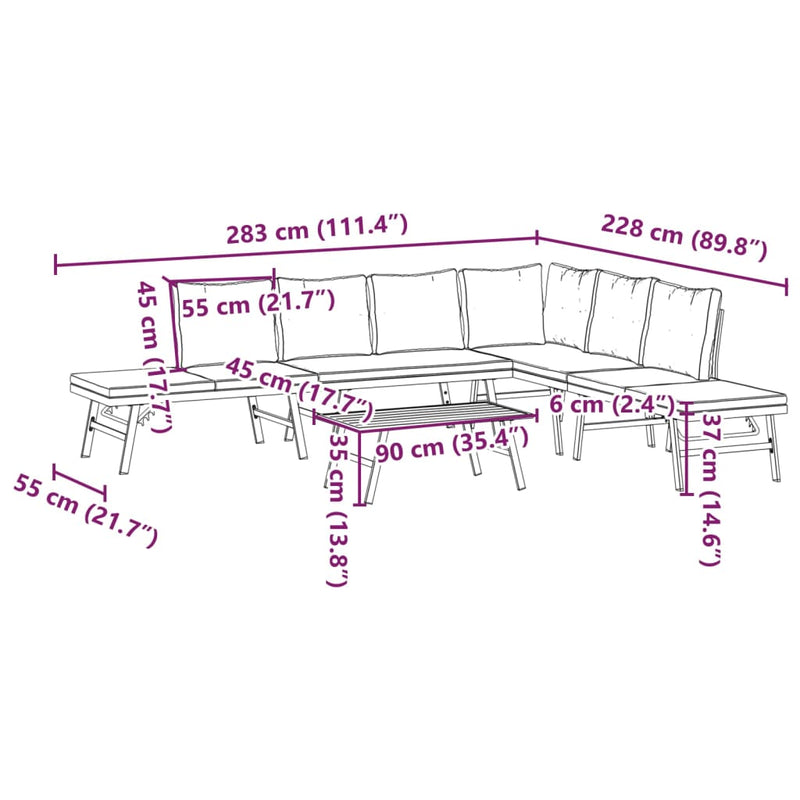 5 Piece Garden Bench Set with Cushions Black Powder-coated Steel Payday Deals