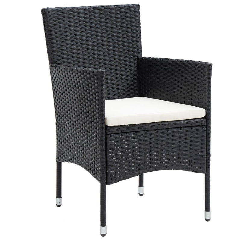 5 Piece Garden Bistro Set Poly Rattan & Solid Acacia Wood Black Payday Deals