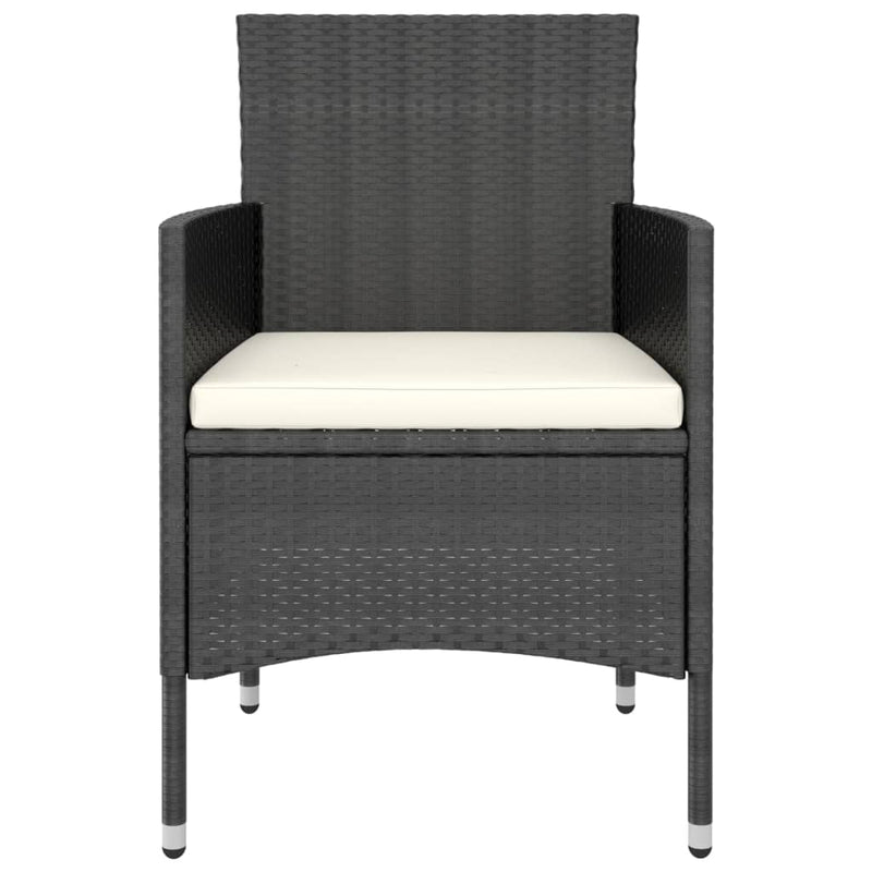 5 Piece Garden Bistro Set Poly Rattan & Solid Acacia Wood Black Payday Deals