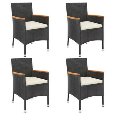5 Piece Garden Bistro Set with Cushions Black Poly Rattan Payday Deals