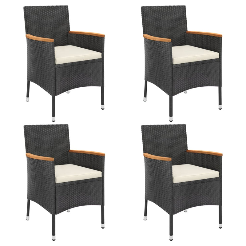 5 Piece Garden Bistro Set with Cushions Black Poly Rattan Payday Deals