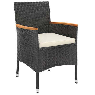 5 Piece Garden Bistro Set with Cushions Black Poly Rattan Payday Deals