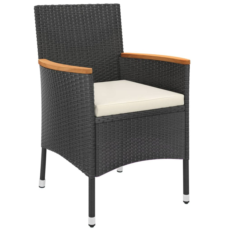 5 Piece Garden Bistro Set with Cushions Black Poly Rattan Payday Deals