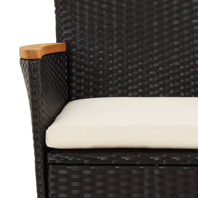 5 Piece Garden Bistro Set with Cushions Black Poly Rattan Payday Deals