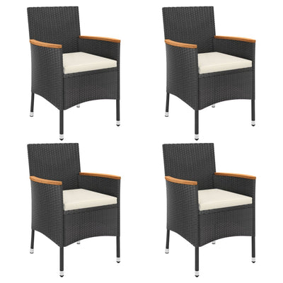 5 Piece Garden Bistro Set with Cushions Black Poly Rattan Payday Deals