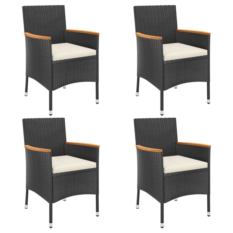 5 Piece Garden Bistro Set with Cushions Black Poly Rattan Payday Deals