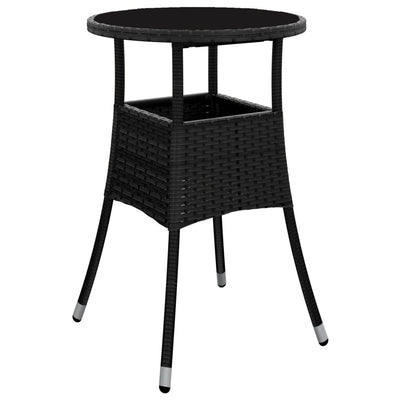 5 Piece Garden Bistro Set with Cushions Black Poly Rattan Payday Deals