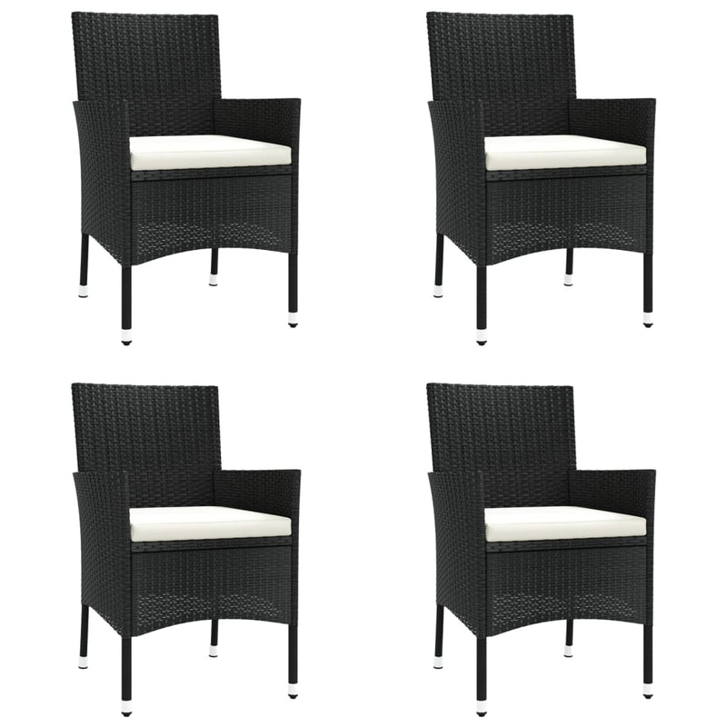 5 Piece Garden Bistro Set with Cushions Black Poly Rattan Payday Deals