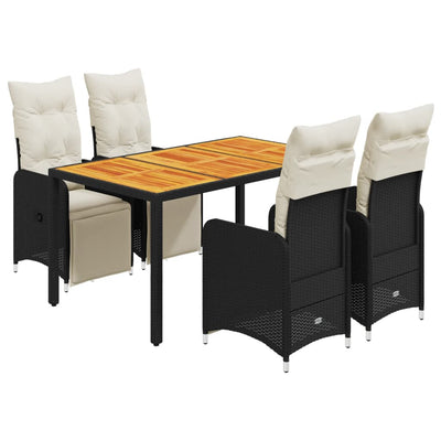 5 Piece Garden Bistro Set with Cushions Black Poly Rattan Payday Deals