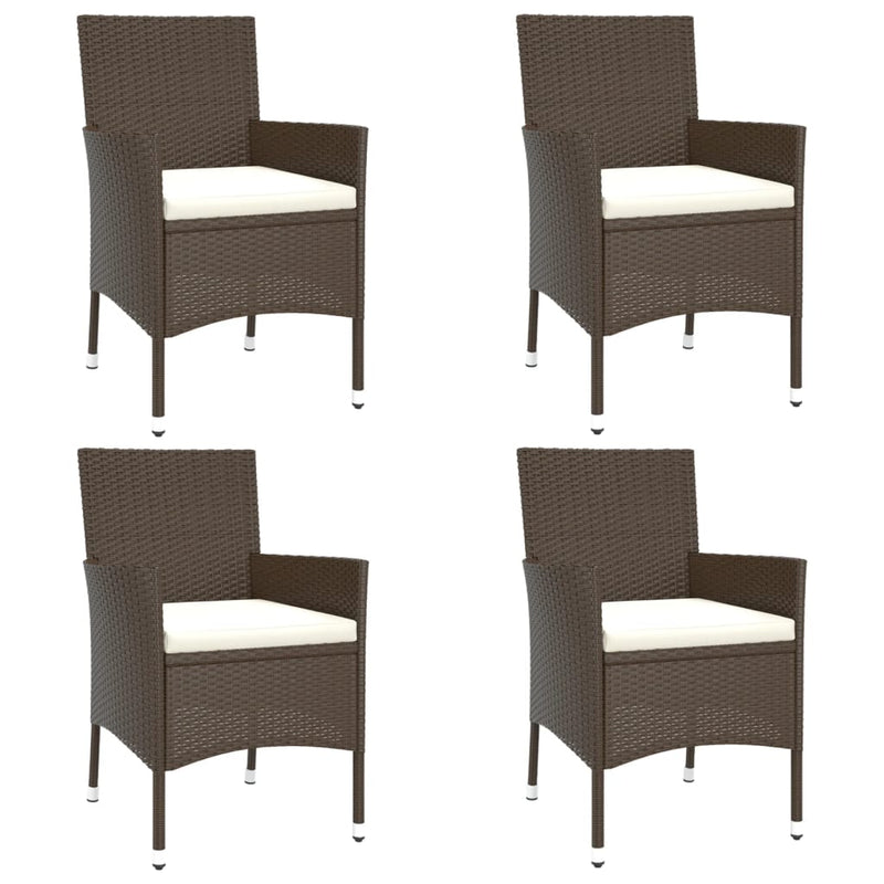 5 Piece Garden Bistro Set with Cushions Brown Poly Rattan Payday Deals