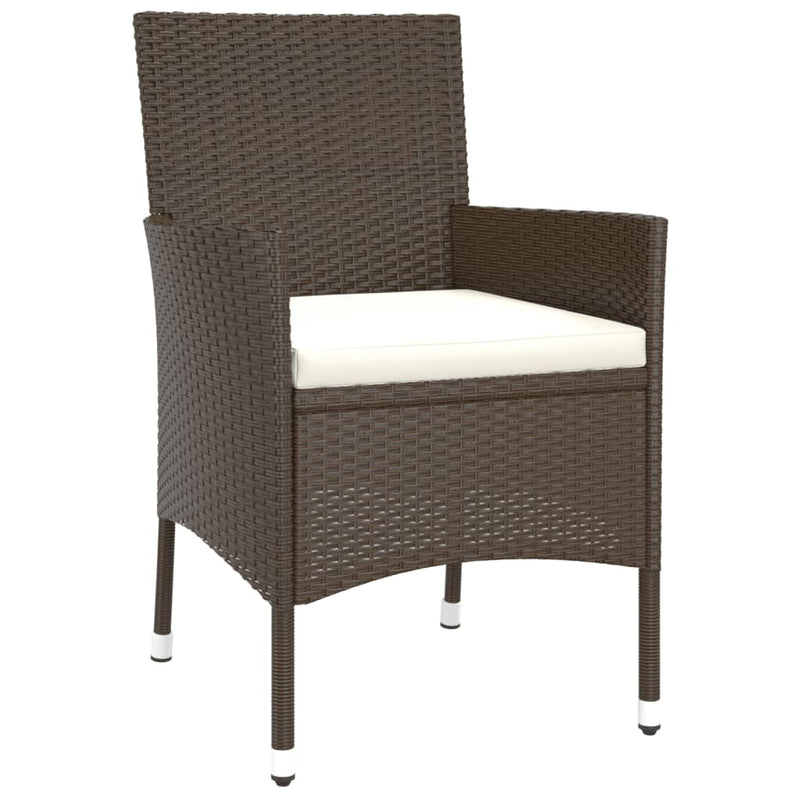 5 Piece Garden Bistro Set with Cushions Brown Poly Rattan Payday Deals