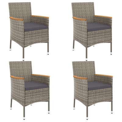 5 Piece Garden Bistro Set with Cushions Grey Poly Rattan Payday Deals