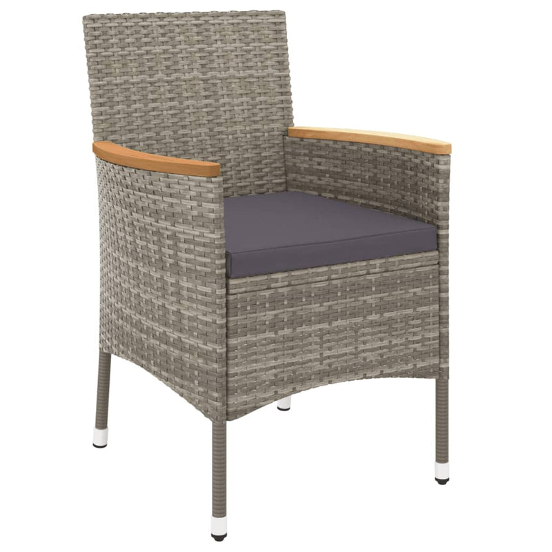 5 Piece Garden Bistro Set with Cushions Grey Poly Rattan Payday Deals
