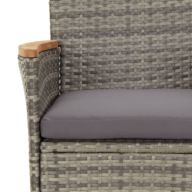 5 Piece Garden Bistro Set with Cushions Grey Poly Rattan Payday Deals