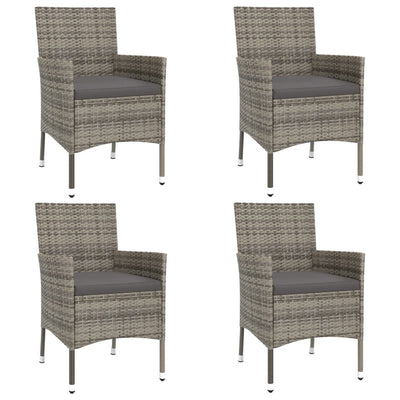 5 Piece Garden Bistro Set with Cushions Grey Poly Rattan Payday Deals