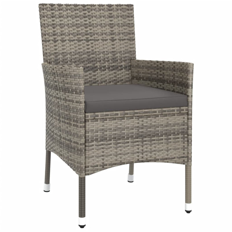 5 Piece Garden Bistro Set with Cushions Grey Poly Rattan Payday Deals