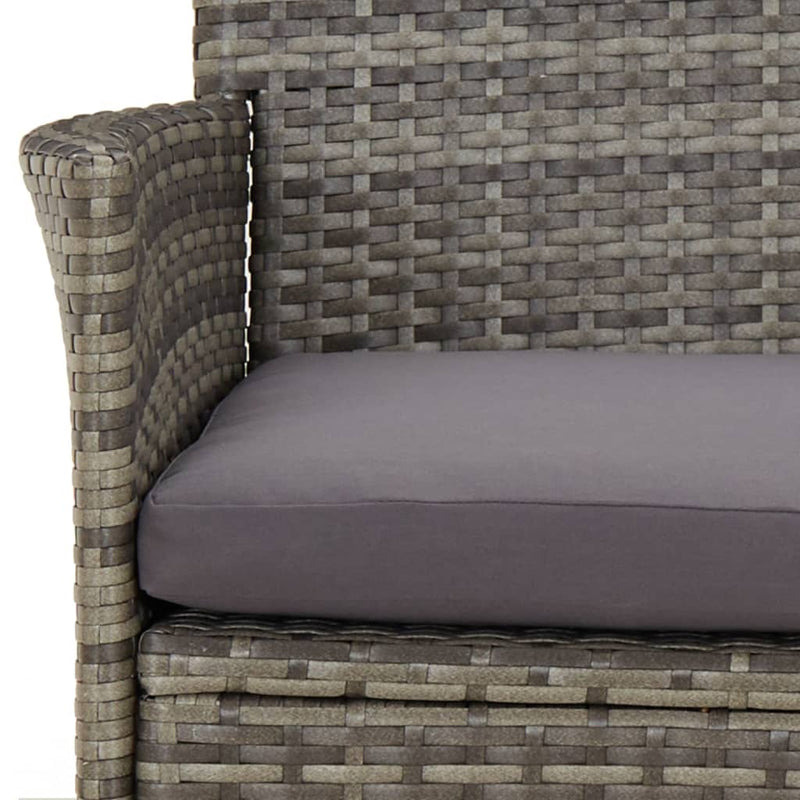 5 Piece Garden Bistro Set with Cushions Grey Poly Rattan Payday Deals