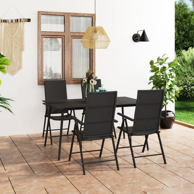 5 Piece Garden Dining Set Black