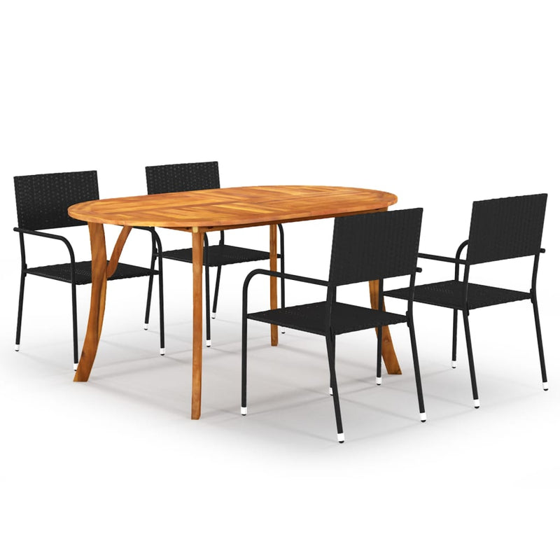 5 Piece Garden Dining Set Black Payday Deals