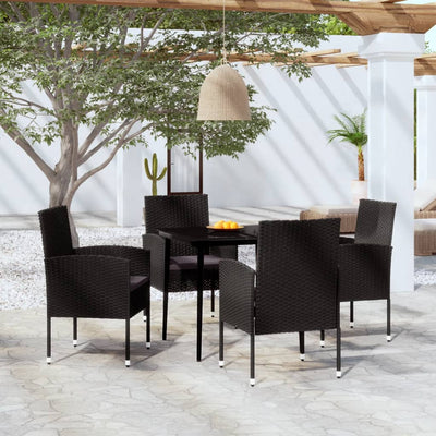 5 Piece Garden Dining Set Black Payday Deals