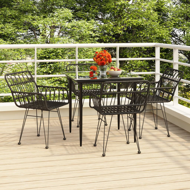 5 Piece Garden Dining Set Black Poly Rattan Payday Deals