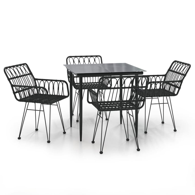 5 Piece Garden Dining Set Black Poly Rattan Payday Deals