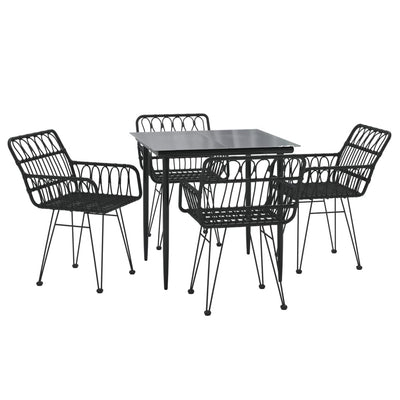 5 Piece Garden Dining Set Black Poly Rattan Payday Deals