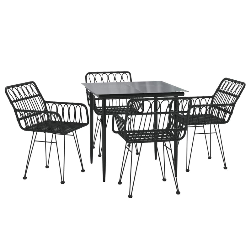 5 Piece Garden Dining Set Black Poly Rattan Payday Deals
