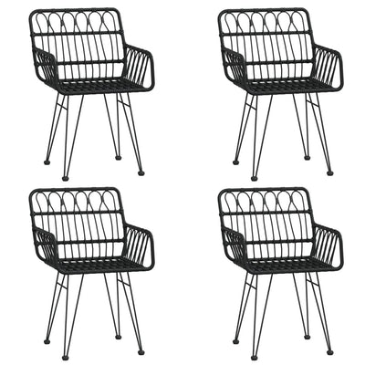 5 Piece Garden Dining Set Black Poly Rattan Payday Deals