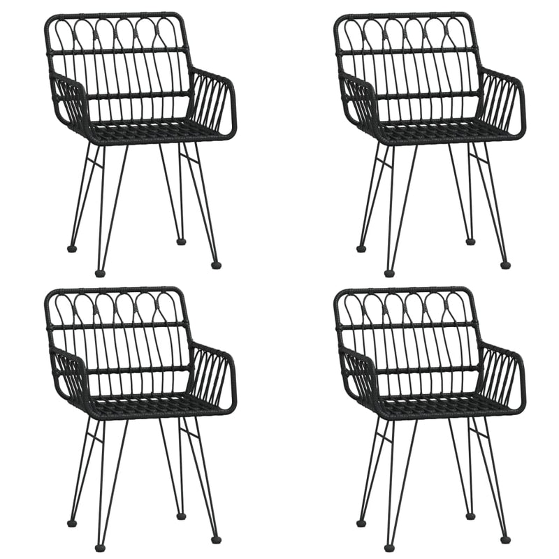 5 Piece Garden Dining Set Black Poly Rattan Payday Deals