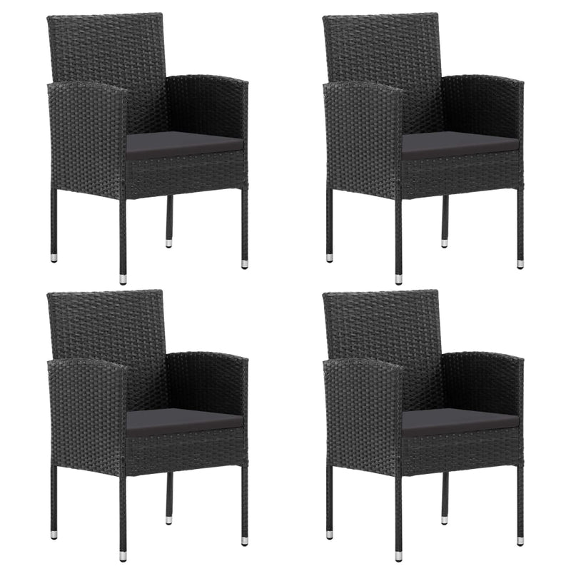 5 Piece Garden Dining Set Black Poly Rattan and Steel Payday Deals
