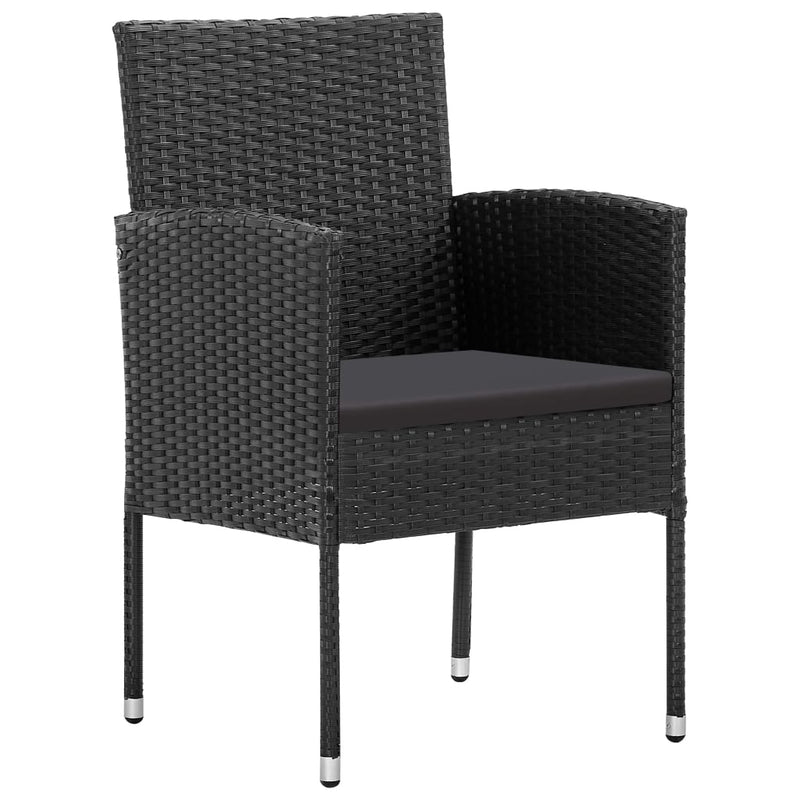 5 Piece Garden Dining Set Black Poly Rattan and Steel Payday Deals