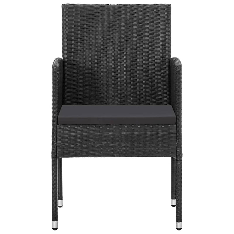 5 Piece Garden Dining Set Black Poly Rattan and Steel Payday Deals