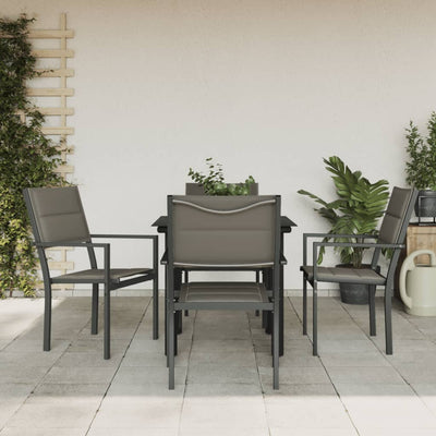 5 Piece Garden Dining Set Black Steel and Textilene Payday Deals