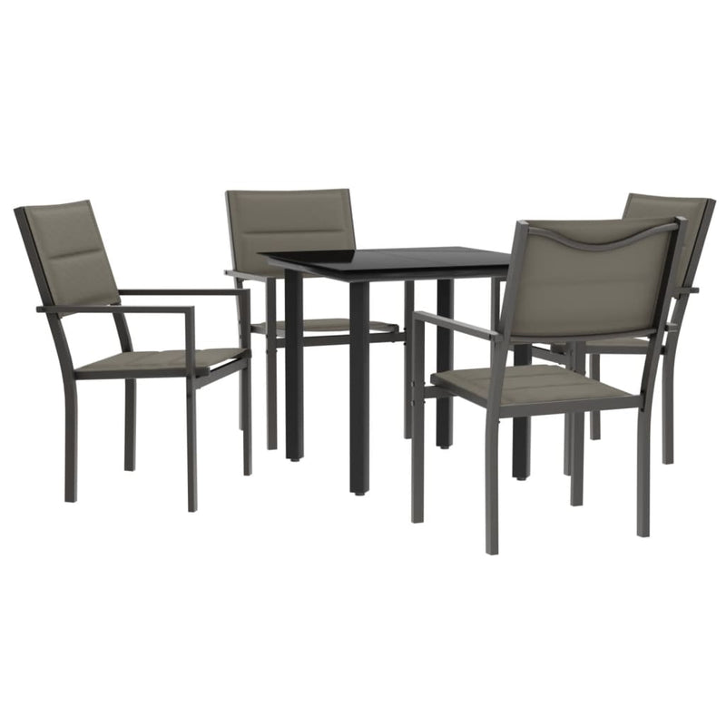 5 Piece Garden Dining Set Black Steel and Textilene Payday Deals