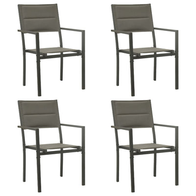 5 Piece Garden Dining Set Black Steel and Textilene Payday Deals