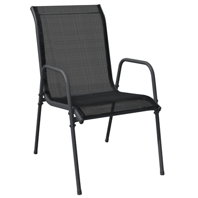 5 Piece Garden Dining Set Black Steel and Textilene Payday Deals