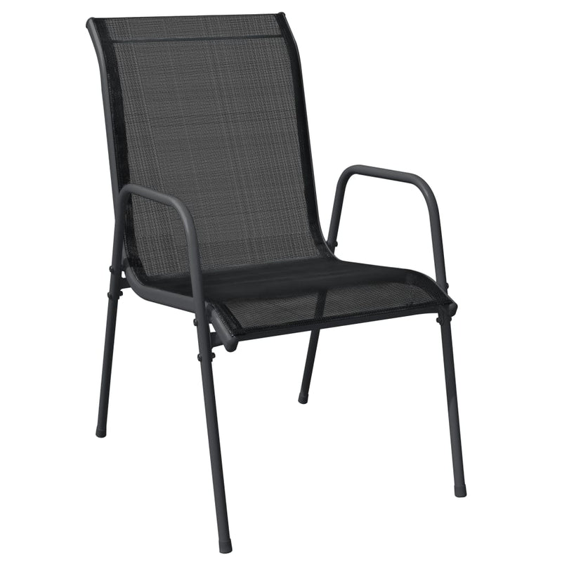 5 Piece Garden Dining Set Black Steel and Textilene Payday Deals