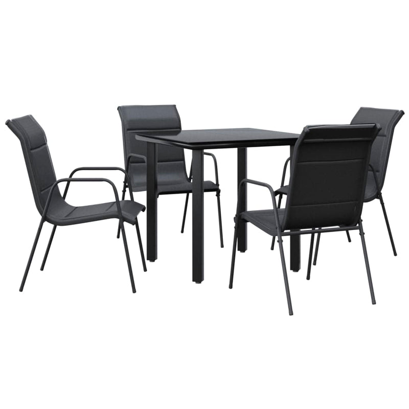 5 Piece Garden Dining Set Black Steel and Textilene Payday Deals