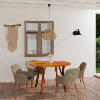 5 Piece Garden Dining Set Brown