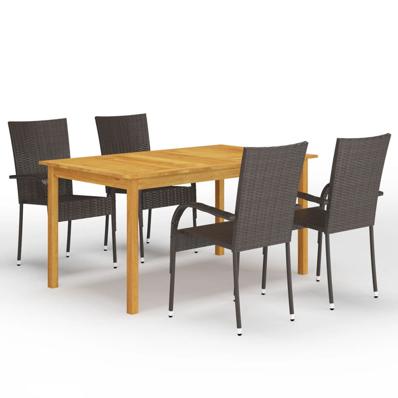 5 Piece Garden Dining Set Brown Payday Deals