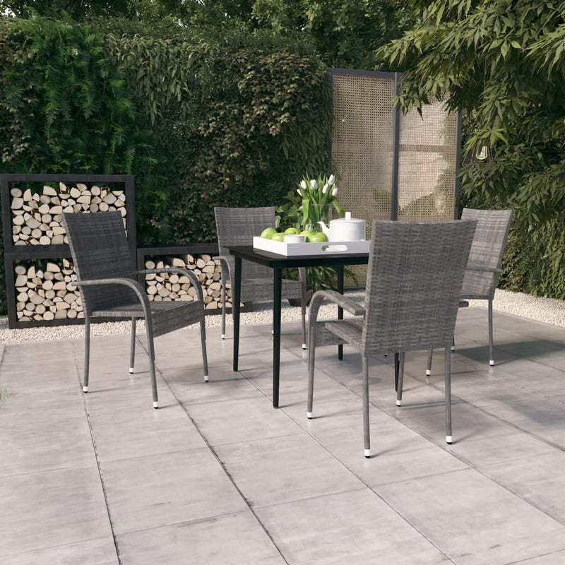 5 Piece Garden Dining Set Grey and Black Payday Deals