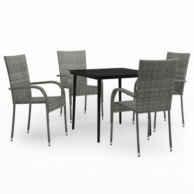 5 Piece Garden Dining Set Grey and Black Payday Deals