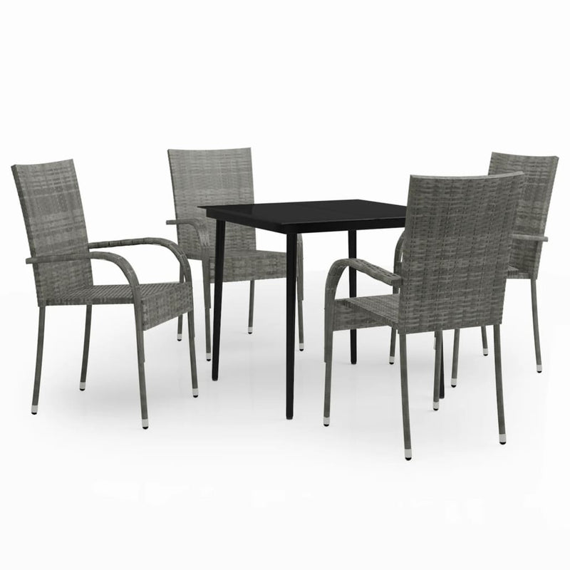 5 Piece Garden Dining Set Grey and Black Payday Deals
