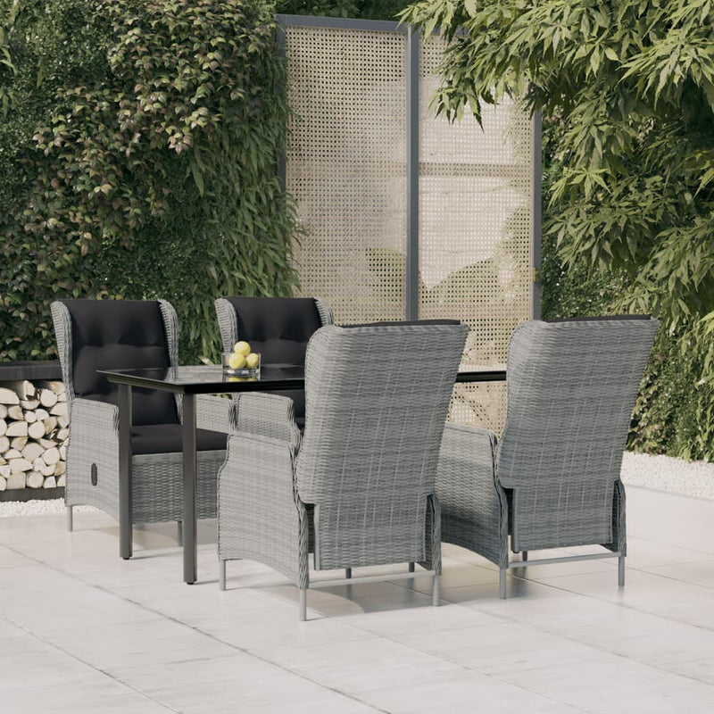 5 Piece Garden Dining Set Light Grey Poly Rattan Payday Deals