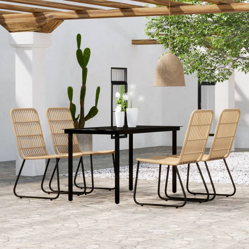 5 Piece Garden Dining Set Oak Payday Deals