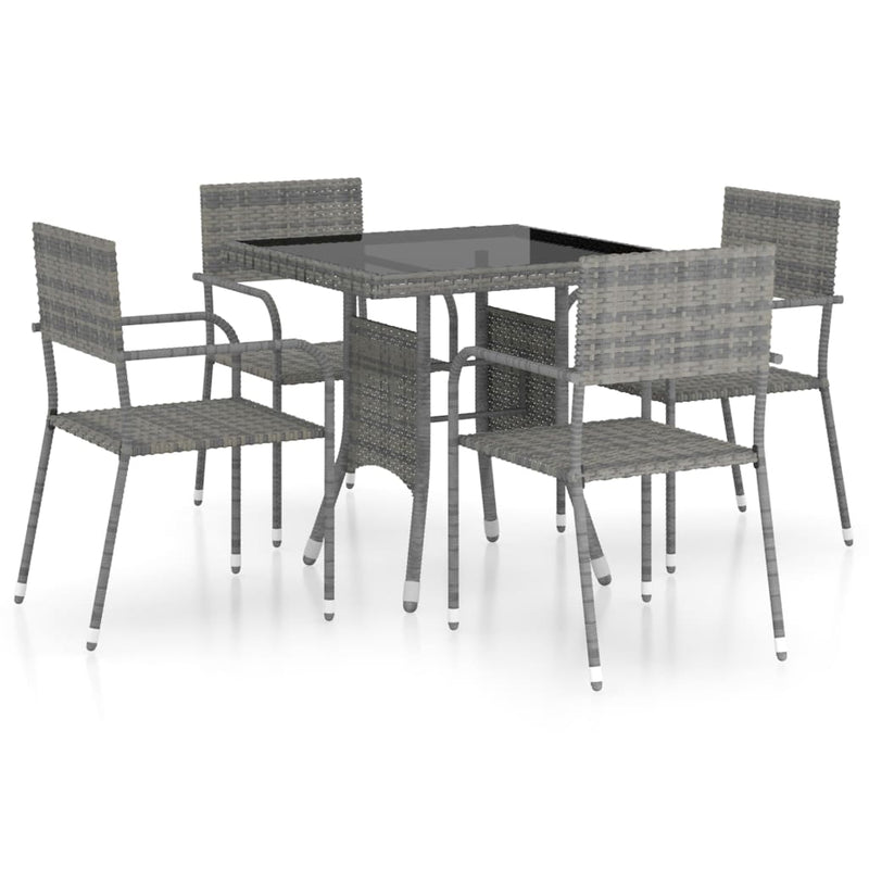5 Piece Garden Dining Set Poly Rattan Grey Payday Deals