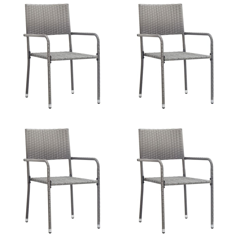 5 Piece Garden Dining Set Poly Rattan Grey Payday Deals