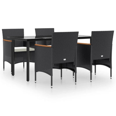 5 Piece Garden Dining Set with Cushions Black Payday Deals