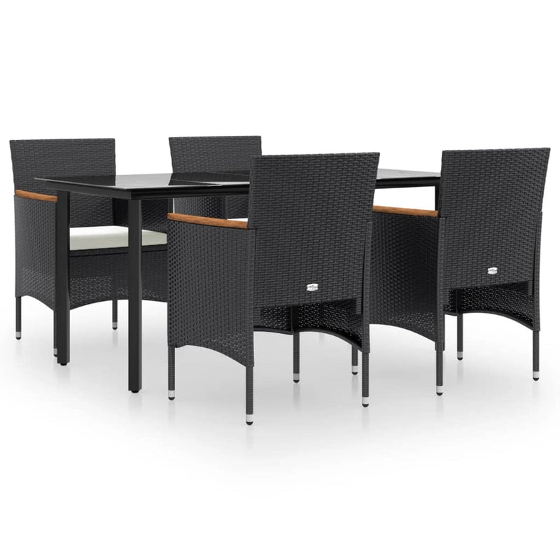 5 Piece Garden Dining Set with Cushions Black Payday Deals